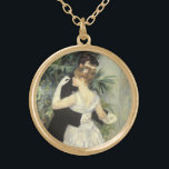 City Dance by Pierre Renoir, Vintage Kunst Vergoldete Kette<br><div class="desc">Der City Dance (1883) von Pierre Renoir ist ein Vintager Impressionismus mit kunstgeschichtlicher Liebe und romanischem Porträtmalerei. Die extravaganten Jungvermählten sind in einem Dapper-Tuxedo und einem eleganten Kleid gekleidet. Die Braut und der Bräutigam tanzen zum ersten romantischen Tanz am Hochzeitstag. Über den Künstler: Pierre-Auguste Renoir (1841-1919) war ein führender Maler...</div>