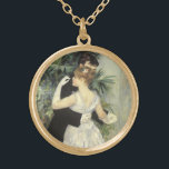 City Dance by Pierre Renoir, Vintage Kunst Vergoldete Kette<br><div class="desc">Der City Dance (1883) von Pierre Renoir ist ein Vintager Impressionismus mit kunstgeschichtlicher Liebe und romanischem Porträtmalerei. Die extravaganten Jungvermählten sind in einem Dapper-Tuxedo und einem eleganten Kleid gekleidet. Die Braut und der Bräutigam tanzen zum ersten romantischen Tanz am Hochzeitstag. Über den Künstler: Pierre-Auguste Renoir (1841-1919) war ein führender Maler...</div>
