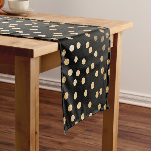 City Dots Table Runner für Schwarz und Gold Glitze Kurzer Tischläufer