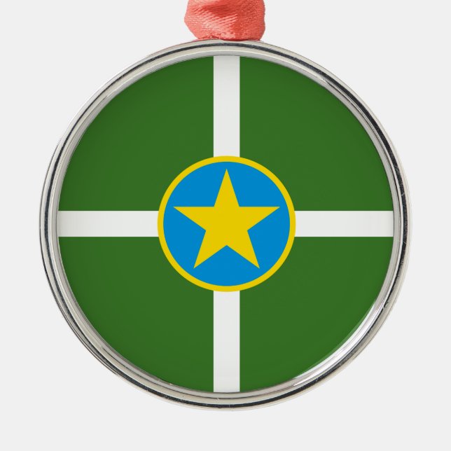 City Flag Jackson (Mississippi) Keramik Ornamen Ornament Aus Metall (Vorne)