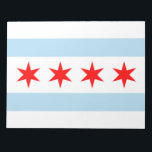 City Flag of Chicago (Illinois) Notizblock<br><div class="desc">Dieses Design zeichnet sich durch die zivile Flagge von Chicago aus, die aus zwei hellblauen horizontalen Balken oder Streifen auf weißem Hintergrund besteht. Die Stadt Chicago, ist die bevölkerungsreichste Stadt im US-Staat Illinois und eine der bevölkerungsreichsten Städte in den Vereinigten Staaten; sie ist auch die bevölkerungsreichste Stadt im Mittleren Westen...</div>