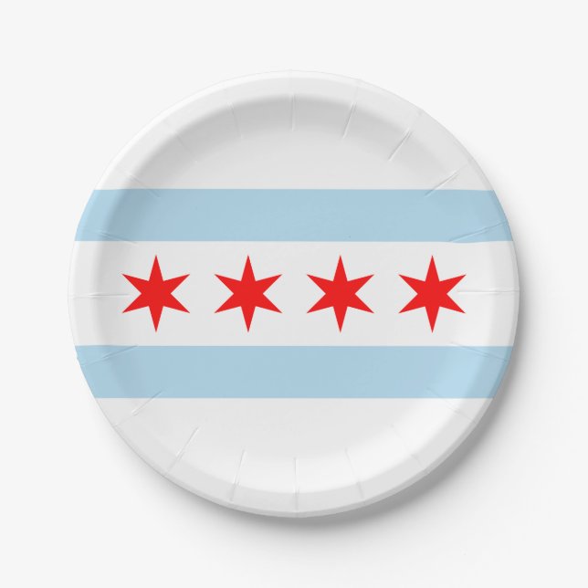 City Flag of Chicago (Illinois) Pappteller (Vorderseite)