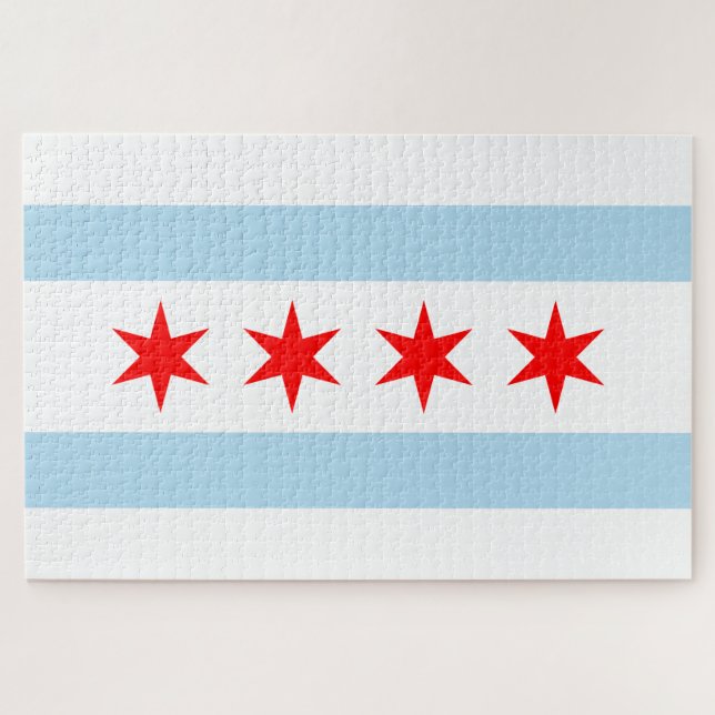 City Flag of Chicago (Illinois) Puzzle (Horizontal)