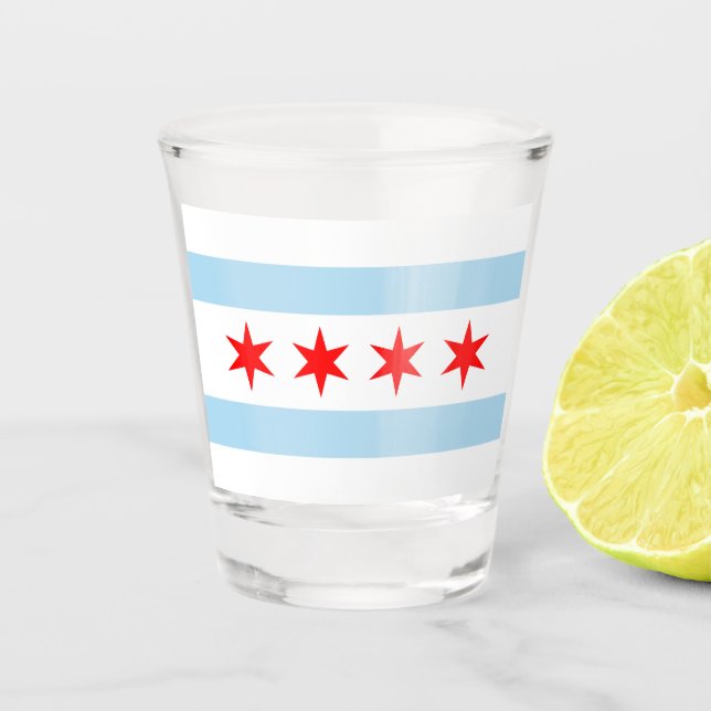 City Flag of Chicago (Illinois) Schnapsglas (Vorderseite)