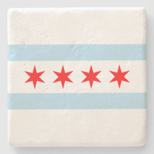 City Flag of Chicago (Illinois) Steinuntersetzer