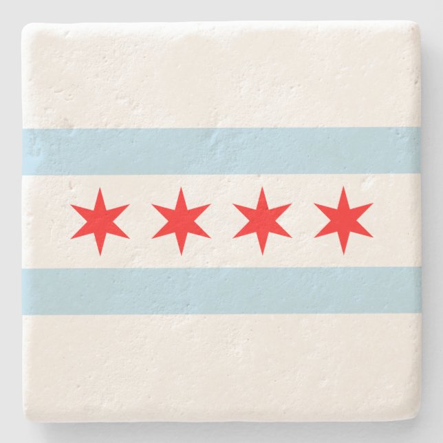 City Flag of Chicago (Illinois) Steinuntersetzer (Vorderseite)