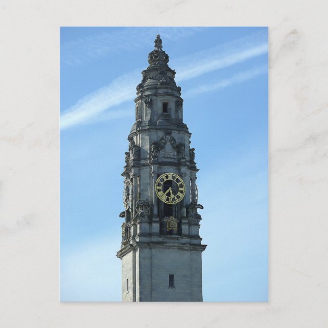 City Hall Clock Tower, Cardiff Postkarte (Vorderseite)