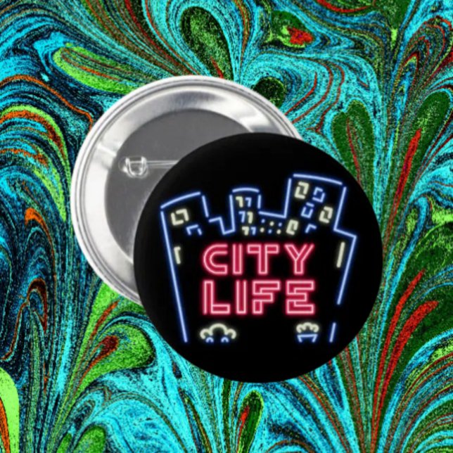 City Life Neon Nights Button – Urban Skyline Glow  (Von Creator hochgeladen)