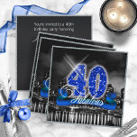 City Lights Fabulous 40 ID191 Einladung<br><div class="desc">Dieses elegante Design verfügt über einen riesigen, blauen Imitat-Glitzer '40', Drehtext 'Fabulous' und Band Banner über ein Schwarz-Weiß-Foto einer hellen Stadt Skyline reflektiert auf Wasser. Geben Sie Ihre Ereignisdetails auf der Rückseite mithilfe der benutzerdefinierten Vorlage an. Suchen Sie ID191, um andere Altersstufen und mehr Produkte mit diesem Design zu sehen....</div>