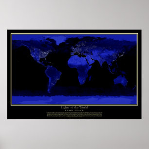 City Lights of the World von Space Satellite Map Poster