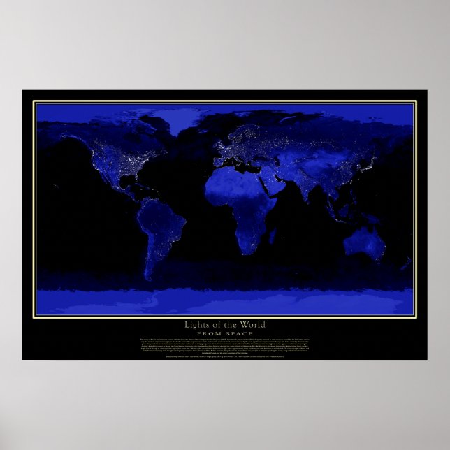 City Lights of the World von Space Satellite Map Poster (Vorne)