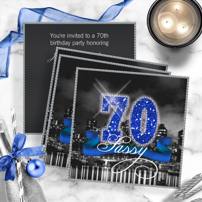 City Lights Sassy 70 ID191 Einladung (Front/Back In Situ)