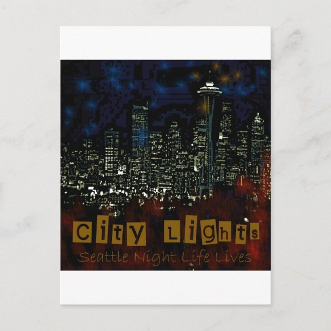 City Lights Seattle Postkarte (Vorderseite)