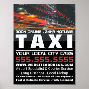 City Lights, Taxi Cab Firm Advertising Poster