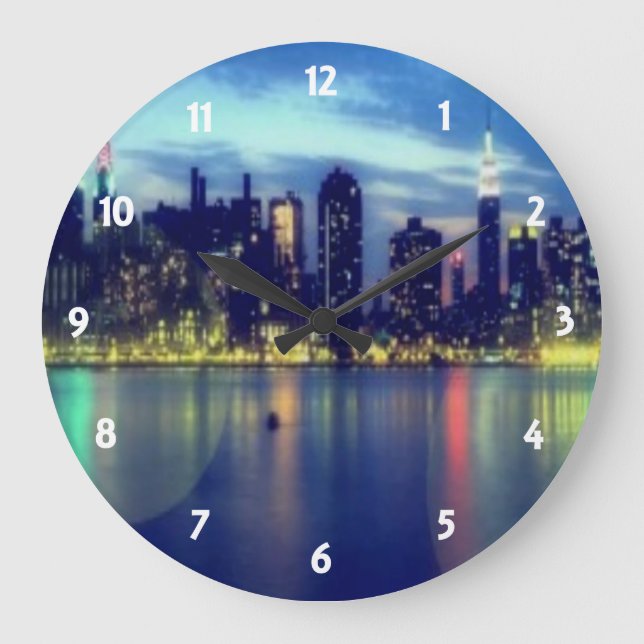 City Lights Wall Clock Große Wanduhr (Vorderseite)