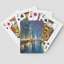 City Lights Waterfront Skyline Spielkarten