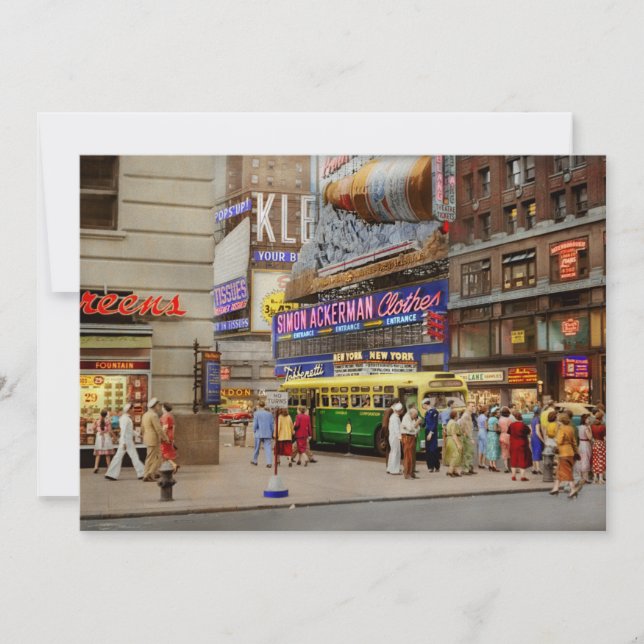 City - Manhattan, NY - 43rd and Broadway 1952 Einladung (Vorderseite)