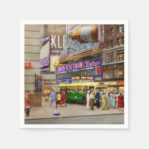 City - Manhattan, NY - 43rd and Broadway 1952 Serviette