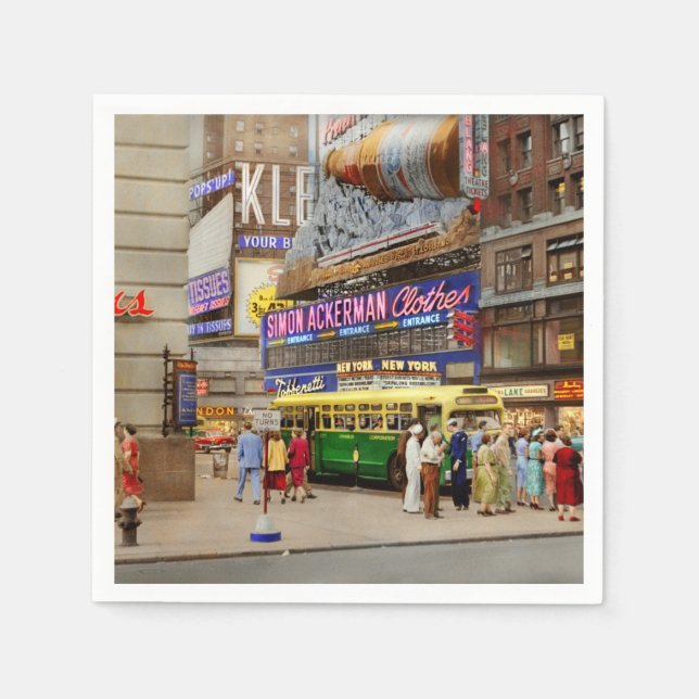 City - Manhattan, NY - 43rd and Broadway 1952 Serviette (Vorderseite)