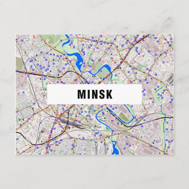 CITY MAP POSTCARDS filmen in Minsk Postkarte (Vorderseite)
