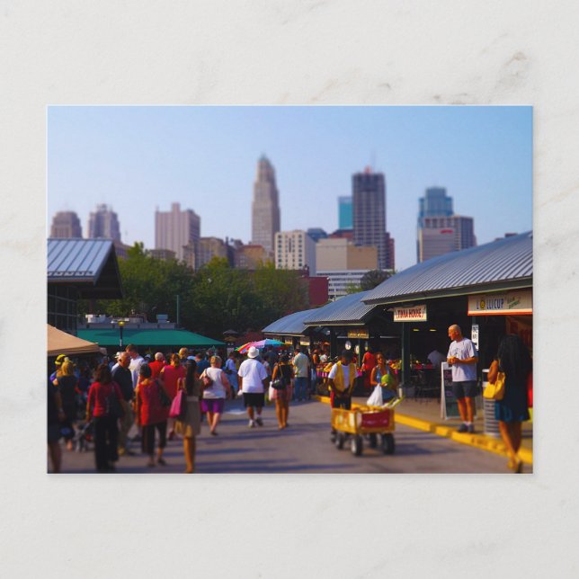 City Market und Downtown Kansas City Skyline Postkarte (Vorderseite)