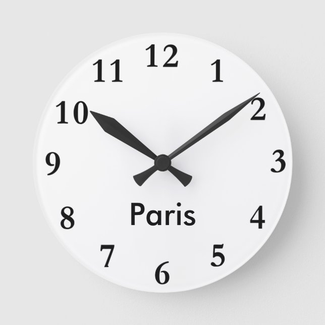 City Name Clock Runde Wanduhr (Vorderseite)