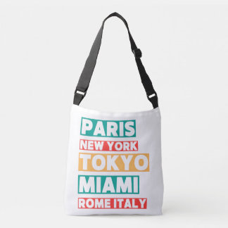 City Names Typography Crossbody Bag – Paris Toky Tragetaschen Mit Langen Trägern