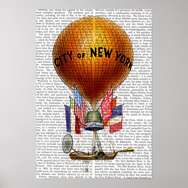 City New York Hot Air Ballon Poster (Vorne)
