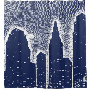City Night Lights City Skyline Duschvorhang