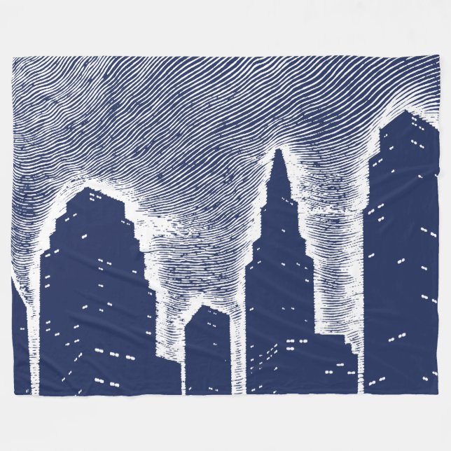 City Night Lights City Skyline Fleecedecke (Vorderseite (Horizontal))
