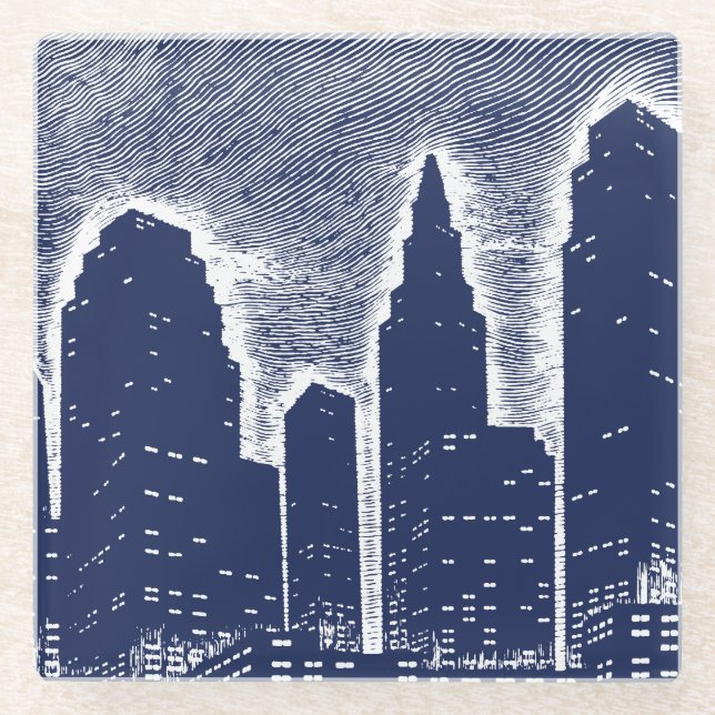 City Night Lights City Skyline Glasuntersetzer (Vorderseite)