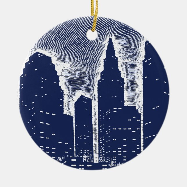City Night Lights City Skyline Keramik Ornament (Vorne)