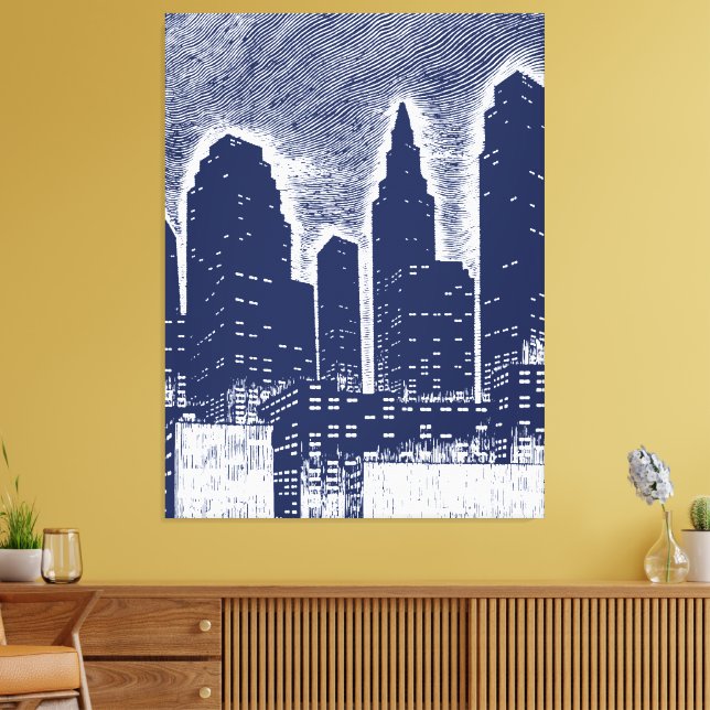 City Night Lights City Skyline Leinwanddruck (Insitu (Wohnzimmer))