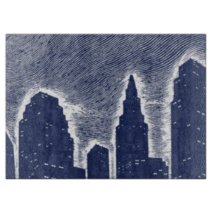 City Night Lights City Skyline Schneidebrett
