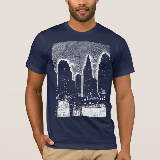 City Night Lights City Skyline T-Shirt (Vorderseite)