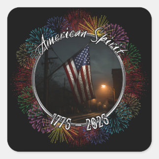 City Nights Amerikanische Flagge Geist von 1776 -  Quadratischer Aufkleber