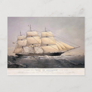 City of Adelaide Klipper-Schiff 1800er Postkarte