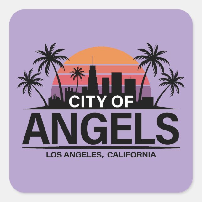 City of Angels, Los Angeles, California Quadratischer Aufkleber (Vorderseite)