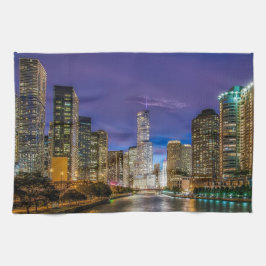 city of chicago with the magnificent river geschirrtuch