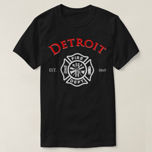 City of Detroit Fire Rescue Michigan Feuerwehrmann T-Shirt (Design vorne)