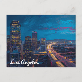 City of Lights – Los Angeles Skyline Postkarte