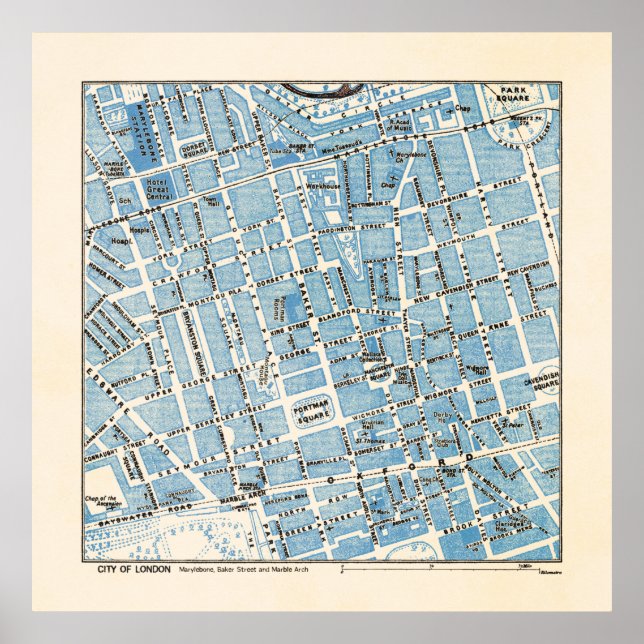 City of London Map - Marylebone, Baker Street Poster (Vorne)