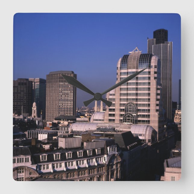 City of London Skyline Quadratische Wanduhr (Vorderseite)