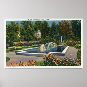 City Park Italienisch Rose Gartenblick Poster