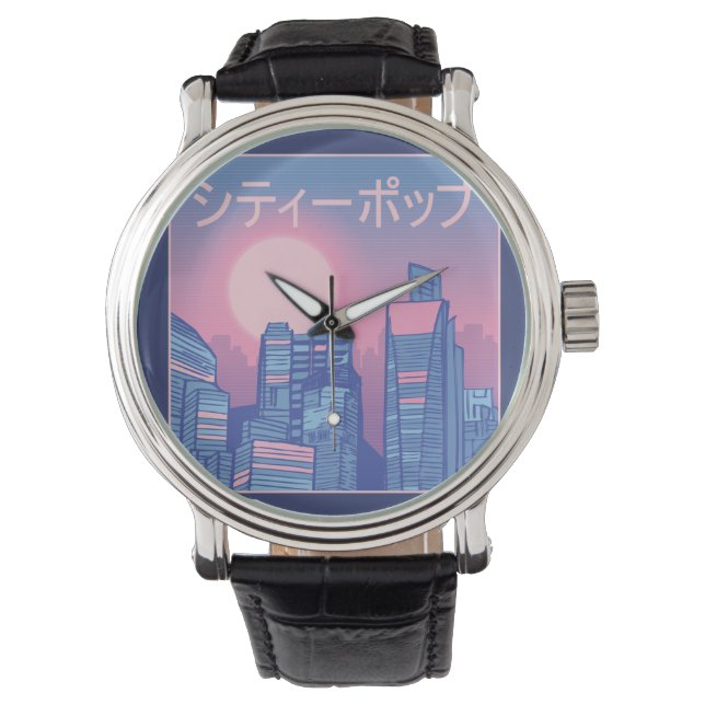 City Pop Japanische Musik Armbanduhr (Vorderseite)