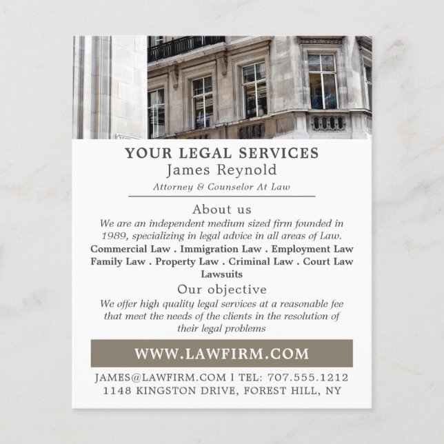 City Portrait, Legal Services Advertising Flyer (Vorne)