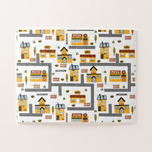 City Road Map Muster für Kinder Gelb und Grau Puzzle