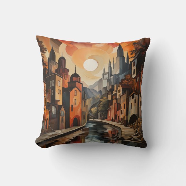 City Scape Impressionismus Stil - 2 Seiten Kissen (Vorderseite)