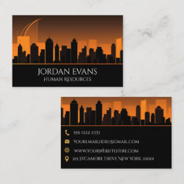 City Skyline Beruflich Orange und Black Business Visitenkarte