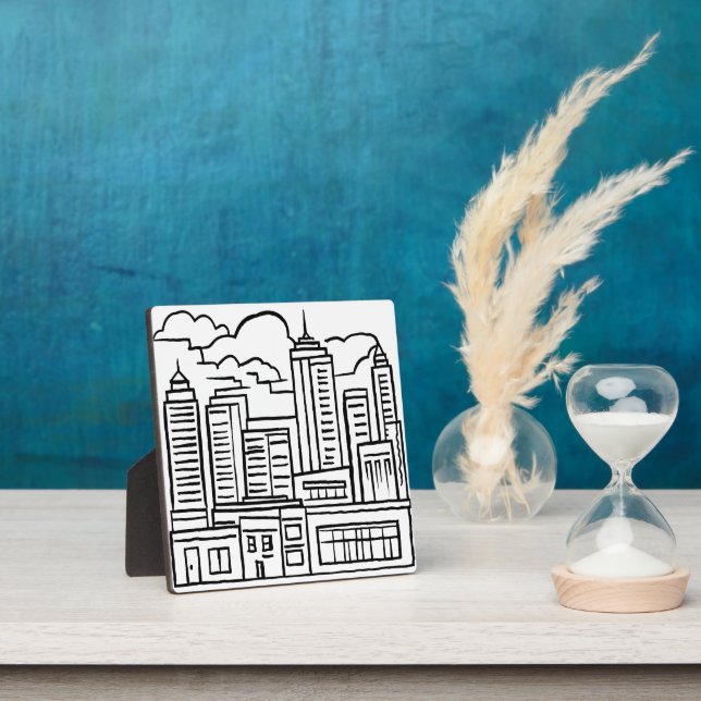 City Skyline Modern Art Sketch Zeichnend Fotoplatte (InSitu)